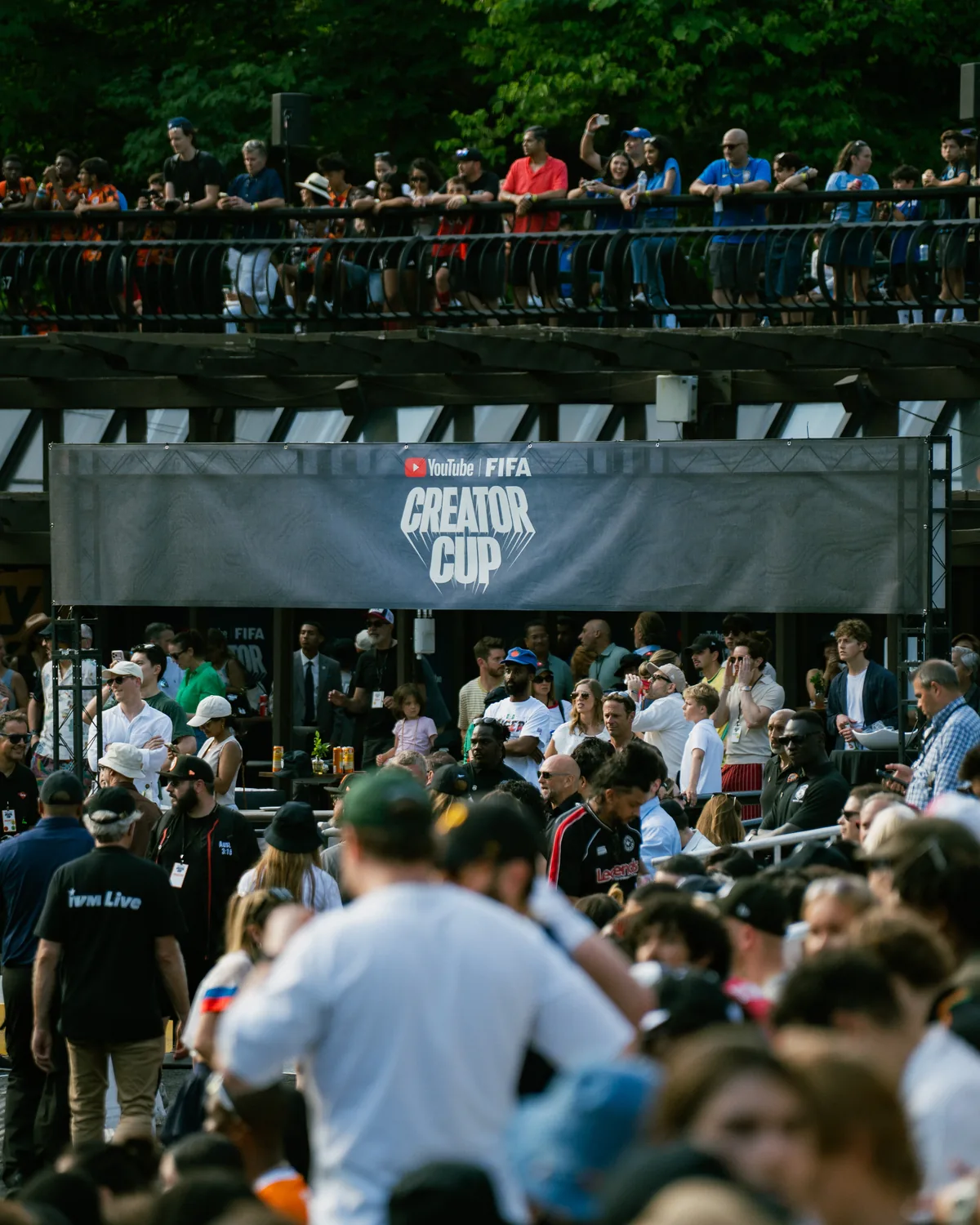 Fans packed under the YouTube FIFA Creator Cup gantry